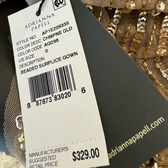 Beaded Short Flutter Sleeve V-Neck Blouson Gown - Picture 5 of 7